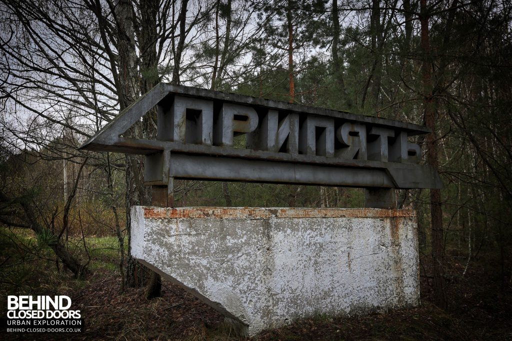 Pripyat - The Pripyat sign once welcomed visitors to the town
