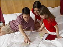 Family reviewing evacuation plans