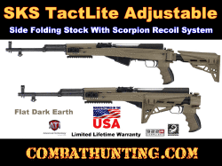 Flat Dark Earth SKS TactLite Adjustable Side Folding Stock With Scorpion Recoil System 