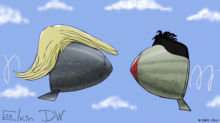 Карикатура Сергея Елкина - ракетный конфликт США и КНДР