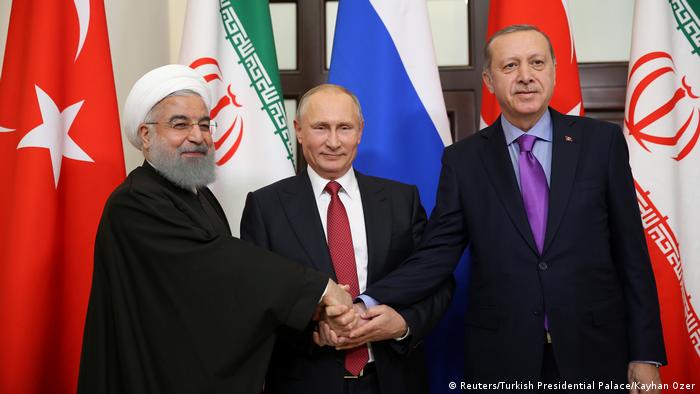Хасан Роухани, Владимир Путин и Реджеп Тайип Эрдоган в Сочи