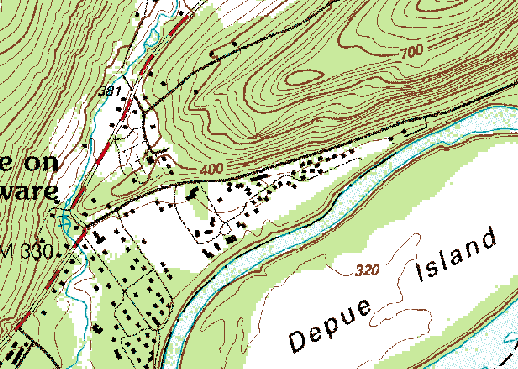 Magnified portion of a Digital Raster Graphic for Bushkill, PA.