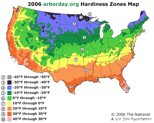United States Hardiness Zone Map