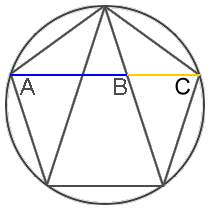 Golden Ratio in the construction of a pentagon in a circle