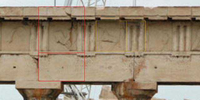 The upper structures of the Parthenon showing Golden Ratio proportions