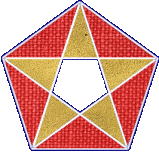 Pentragram showing golden triangles based on phi (1.618 0339 ...), the golden ratio