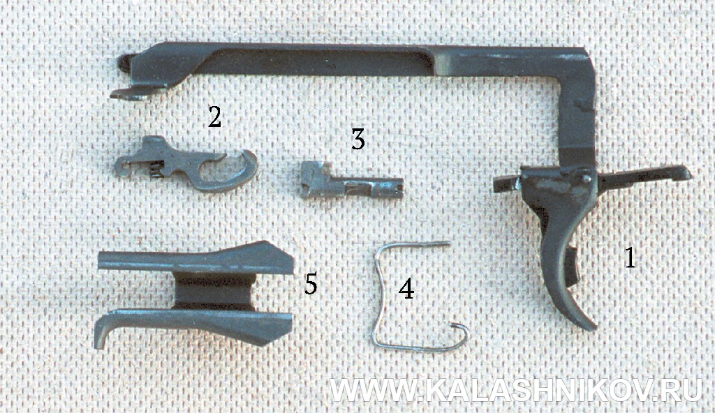 Детали спускового механизма пистолета ГШ-18.  Журнал Калашников