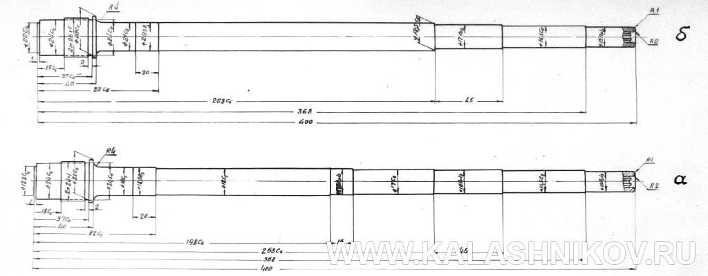 Чертёж ствола к автомату Калашникова АК-47 №1. Журнал Калашников