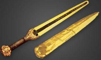 Ornamental golden dagger given to Queen Ahhotep by her son, Ahmose I